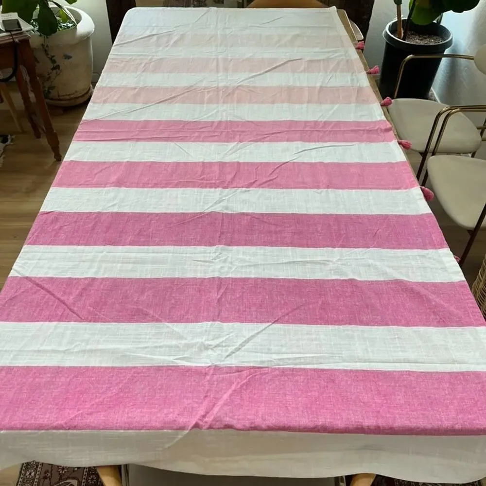 2 GAP Home Organic Cotton Pink Ombre Striped Window Curtain Panels 48x95